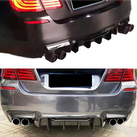 Rear Diffuser Compatibility with 2011-2016 5 Series F10 M5 M Sport Rear Bumper Chin Lip Quad - front detail view