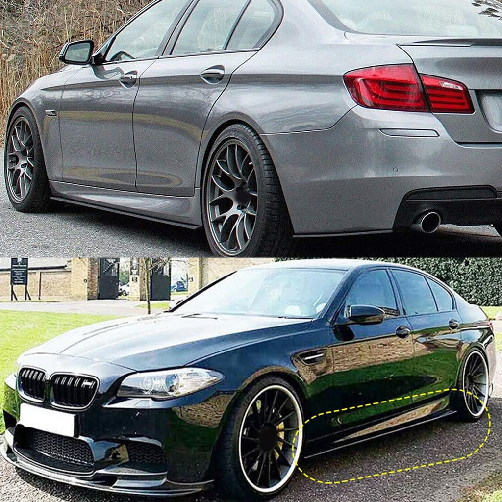 Side Skirts Compatibility with 2011-2016 5 Series F10 MP Style Rocker Panel Door Extension Lips - front detail view