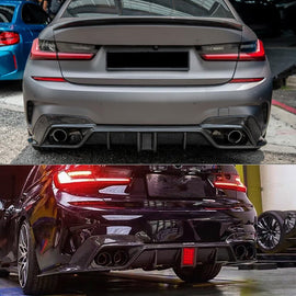 Rear Diffuser Lip Compatibility with 2019-2022 3 Series G20 330i M340i Sport Rear Bumper Diffuser - front detail view