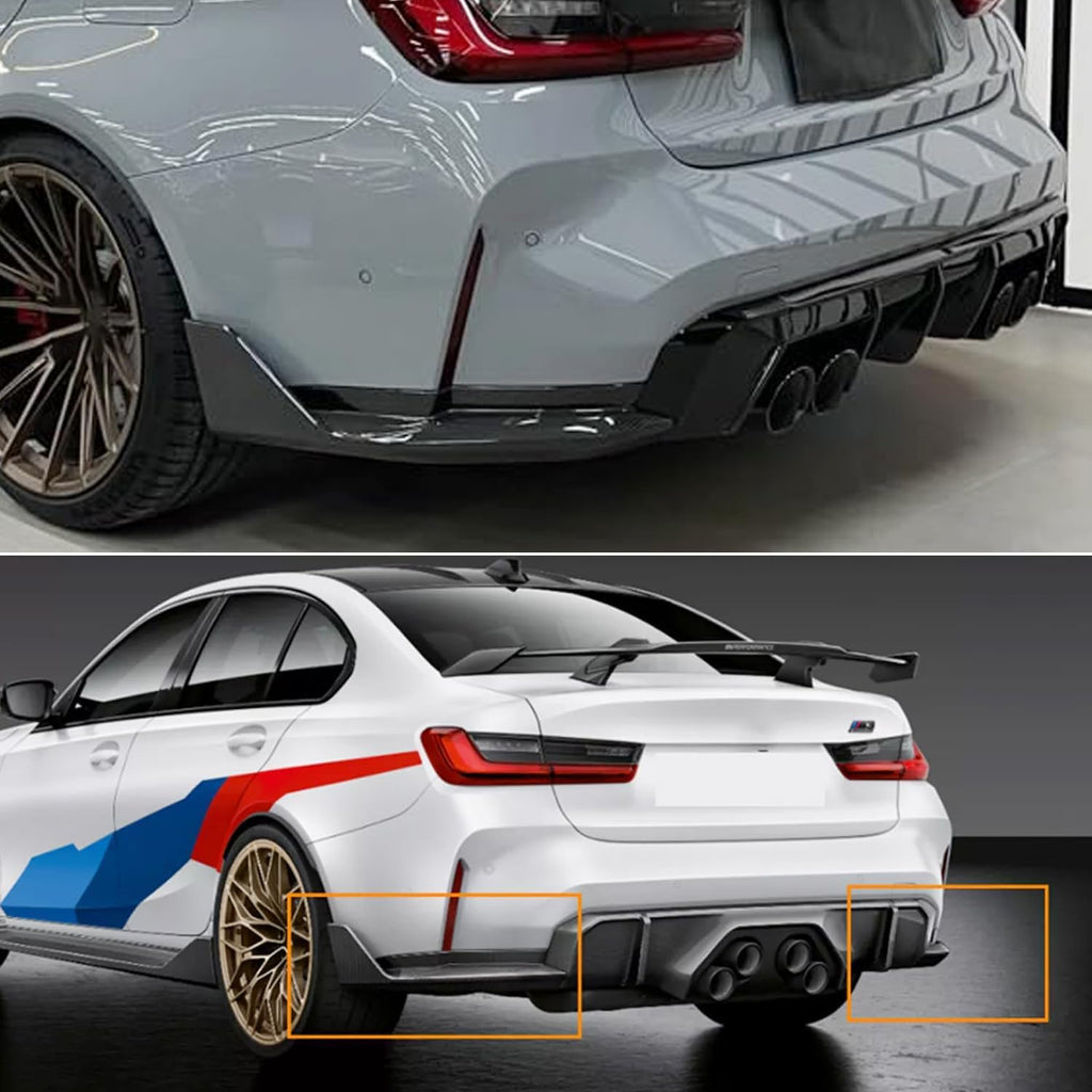 Rear Bumper Side Corner Splitter Compatibility with 2021-2024 G80 G81 M3 MP Style Rear Side - front detail view