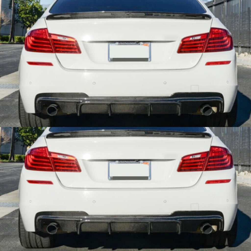 Rear Diffuser Compatibility with 2011-2016 5 Series F10 535i M Sport MP Style Rear Bumper Chin Lip - installed fitment view