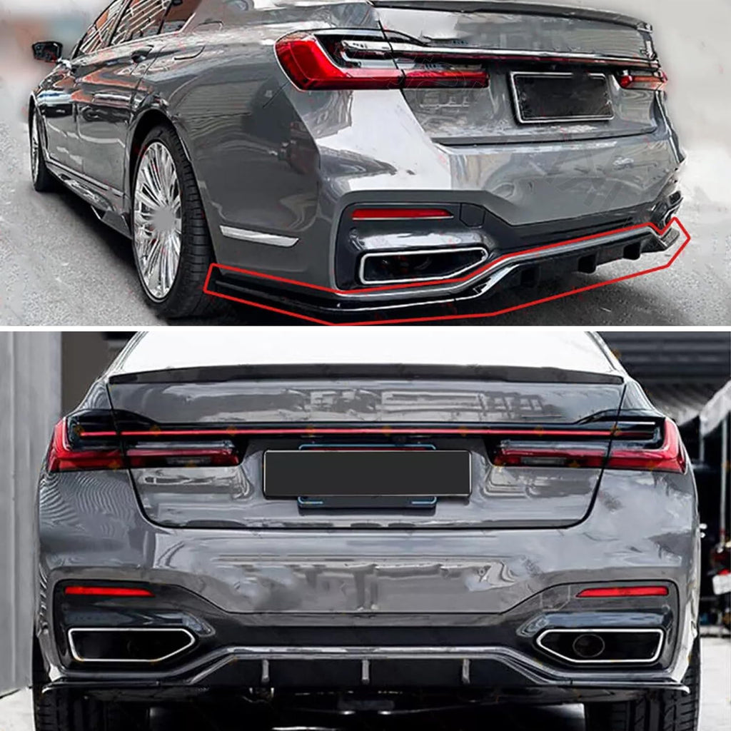 Rear Diffuser Compatibility with 2019-2022 7 Series G11 G12 M Sport Rear Bumper Chin Diffuser Kit - installed fitment view