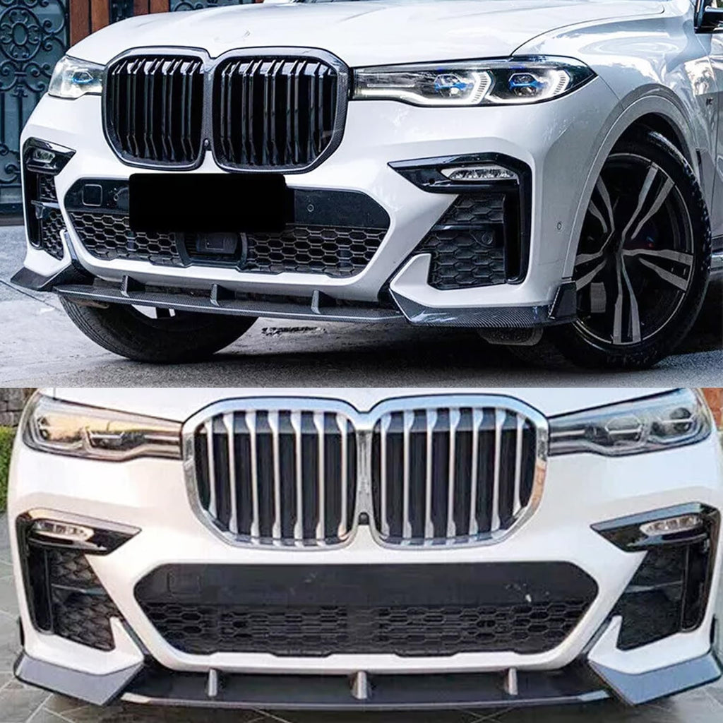 Front Lip Compatibility with 2019-2022 X7 G07 M Sport Front Lower Bumper Valance Chin Lip Splitter - installed fitment view
