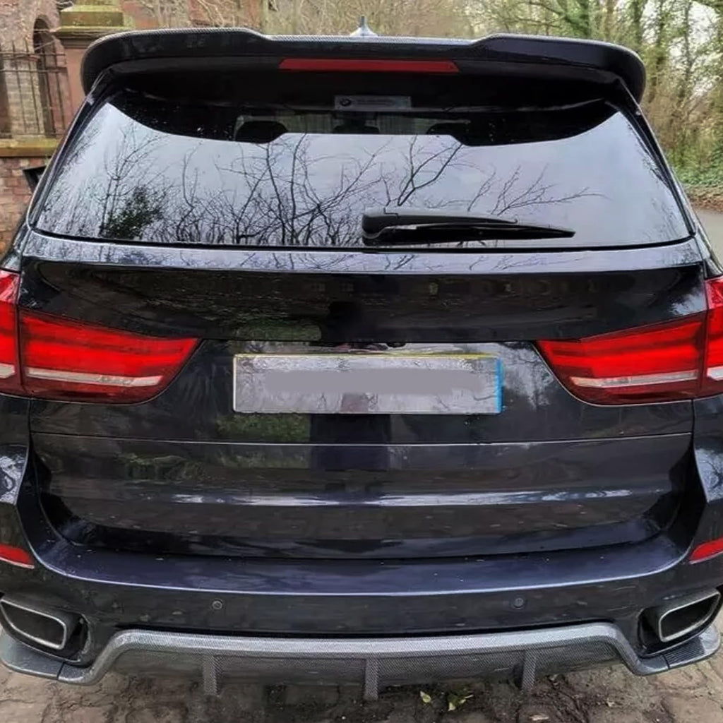 Rear Roof Spoiler Compatibility with 2014-2018 F15 F85 X5 X5M Rear Trunk Spliter Wing Lid (Carbon - installed fitment view