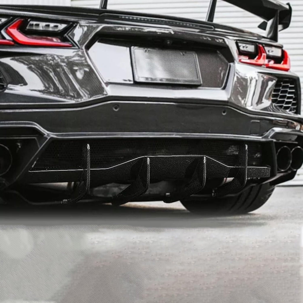 Rear Diffuser Lip Compatibility with 2020-2023 Corvette C8 Z51 Stingray Rear Lower Bumper Chin - installed fitment view