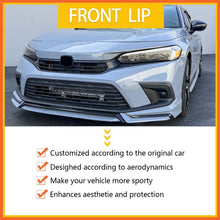 Load image into Gallery viewer, Front Lip Compatibility with 2022-2024 Civic Yofer Style Front Bumper Chin Lip Splitter Spoiler Kit - installed fitment view