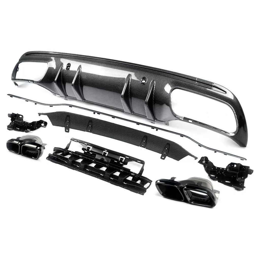 Rear Diffuser Compatibility with 2015-2021 C Class W205 AMG Sedan C300 C43 C63 4Door C63 Style Rear - installed fitment view