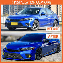 Load image into Gallery viewer, Front Lip Compatibility with 2022-2024 Civic Yofer Style Front Bumper Chin Lip Splitter Spoiler Kit - installed fitment view