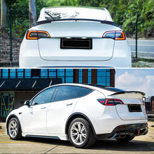 Load image into Gallery viewer, Spoiler Compatibility with 2020-2023 Model Y Yofer Style Rear Trunk Wing Lid Spliter Gloss Black - installed fitment view