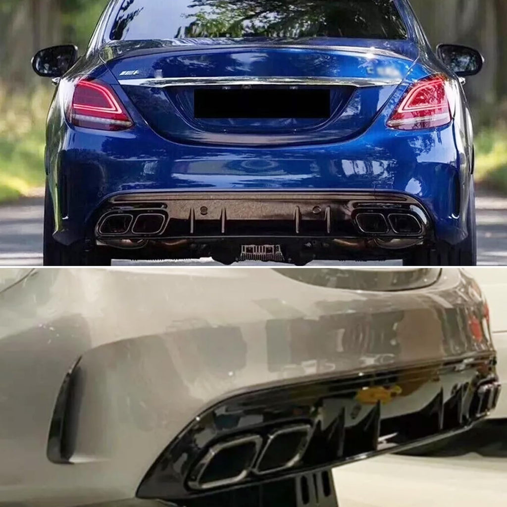 Rear Diffuser Compatibility with 2015-2021 C Class W205 AMG Sedan C300 C43 C63 4Door C63 Style Rear - front detail view
