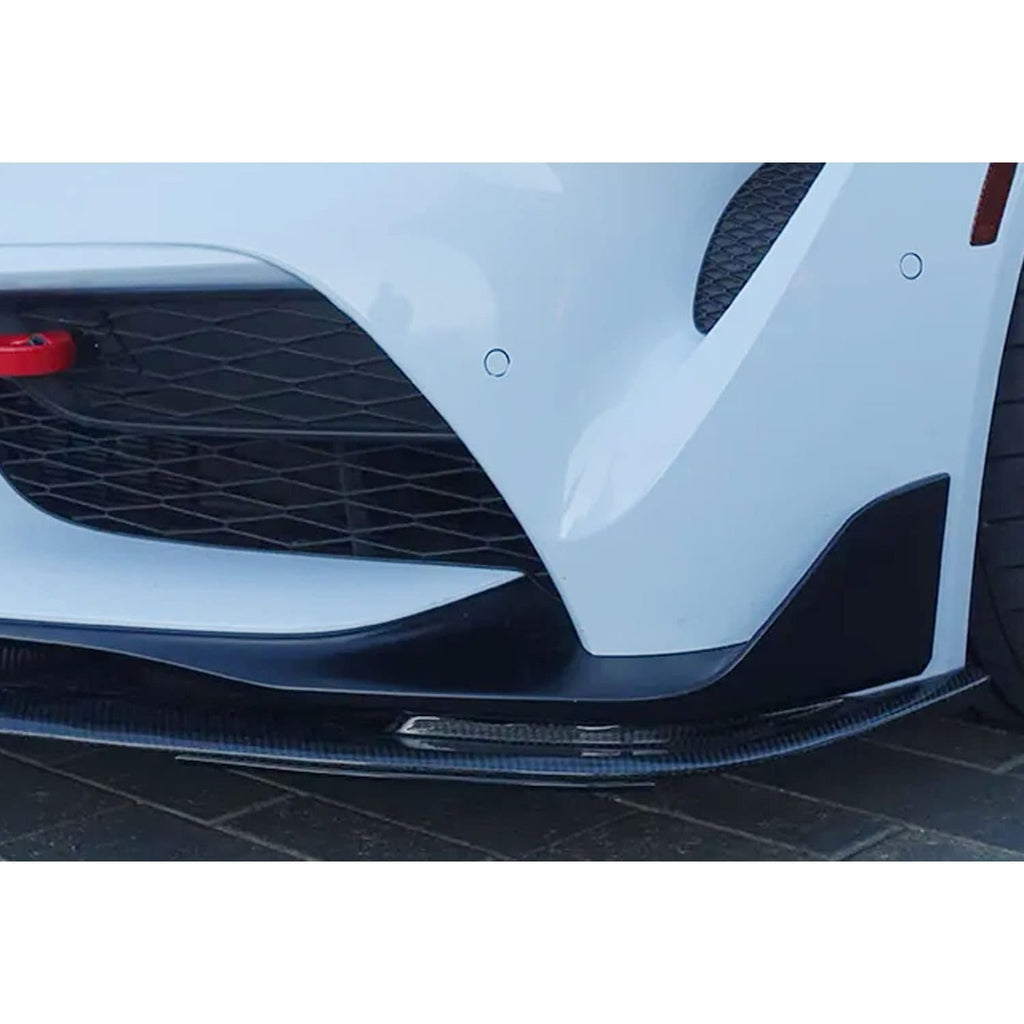 Front Lip Compatibility with 2020-2022 Supra GR A90 A91 Front Splitter Bumper Chin Lip Carbon Fiber - installed fitment view
