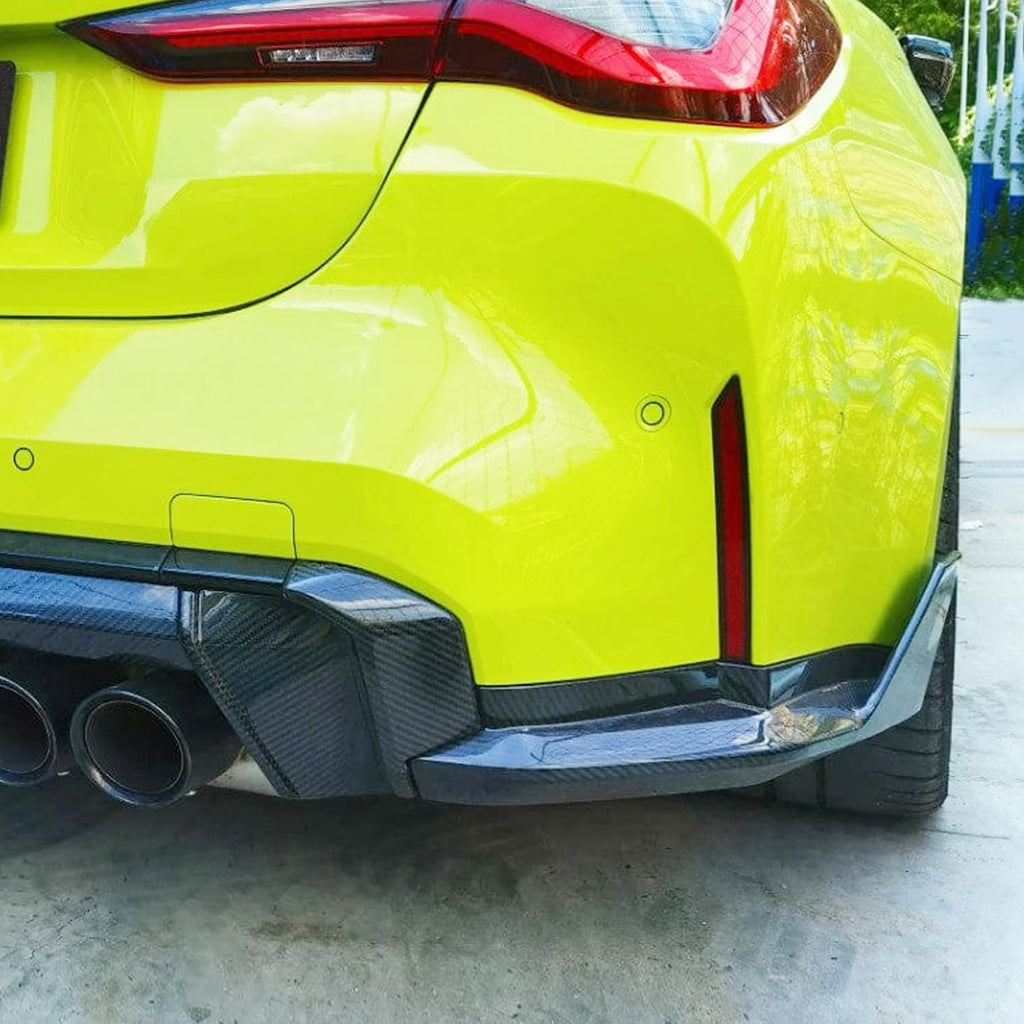 Rear Diffuser Lip Compatibility with 2021-2023 G80 M3 G82 G83 M4 Rear Bumper Diffuser W Light + - installed fitment view