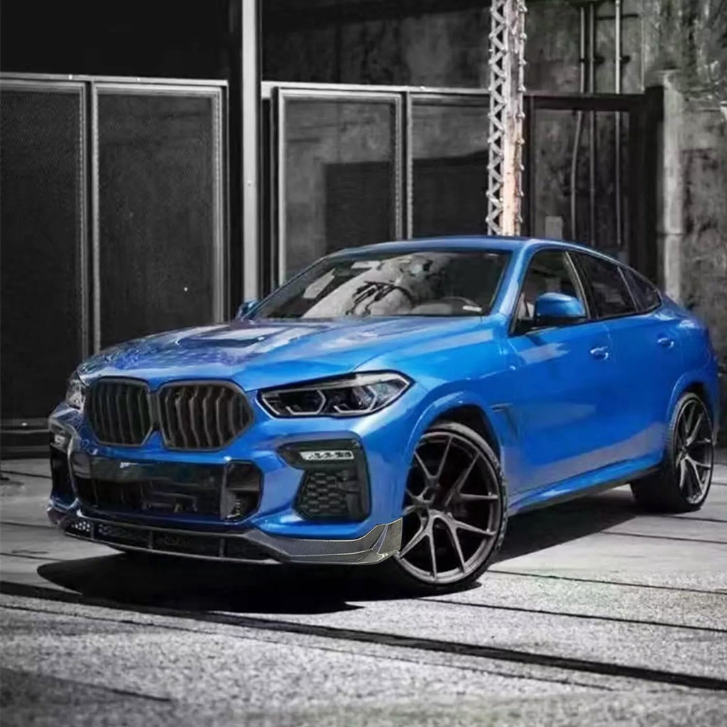 Front Lip Compatibility with 2020-2023 X6 G06 M Sport Front Bumper Lower Valance Chin Lip Splitter - installed fitment view