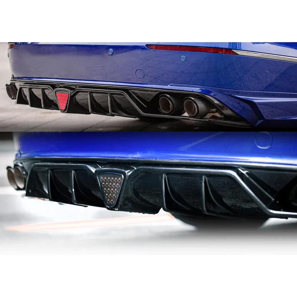 Rear Lip Compatibility with 2018-2022 Accord 10th Rear Bumper Diffuser Lip with W LED Brake Light + - installed fitment view