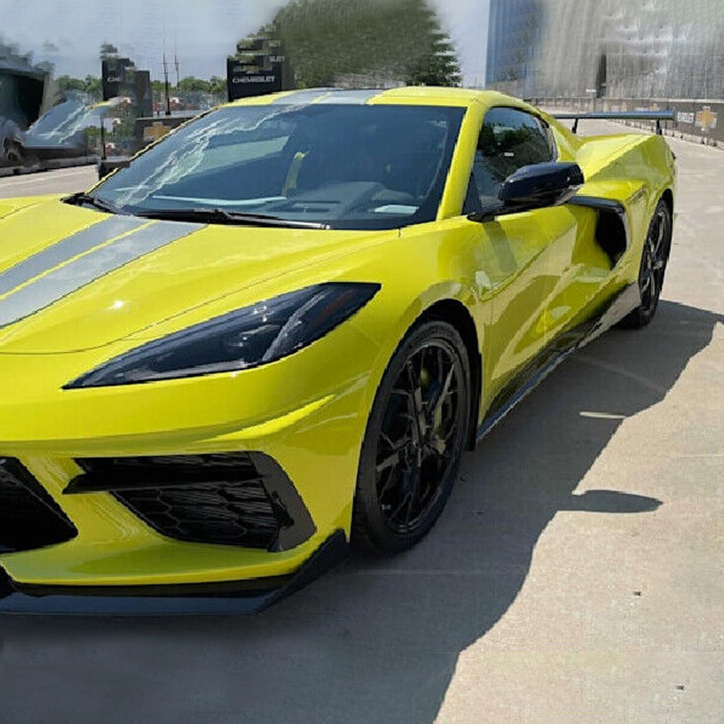 Side Skirts Compatibility with 2020-2023 Corvette C8 Rocker Panel Door Extension Lips Pair Diffuser - installed fitment view