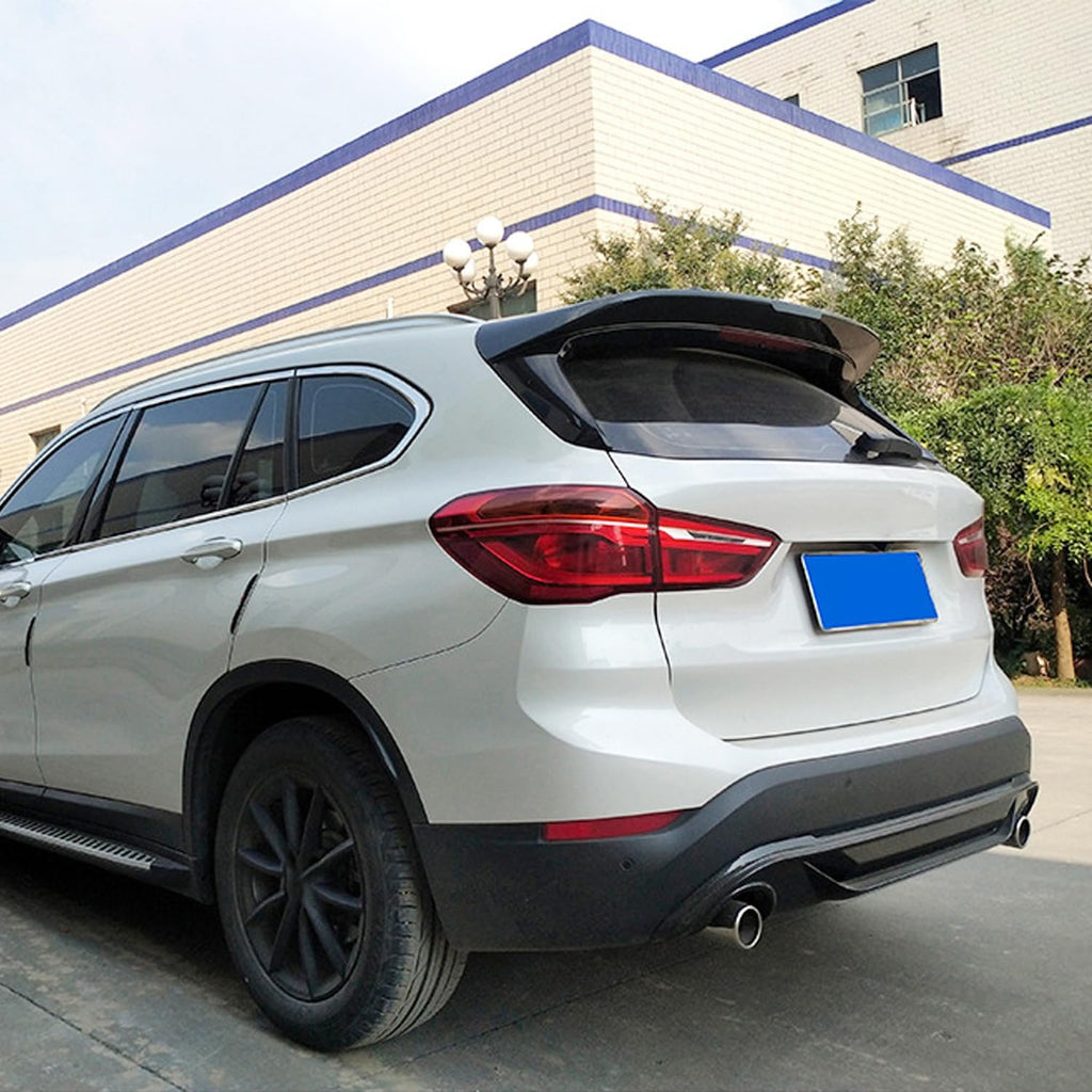 Roof Spoiler Compatibility with 2016-2021 X1 F48 F49 Rear Trunk Spliter Wing Lid (Gloss Black) - installed fitment view