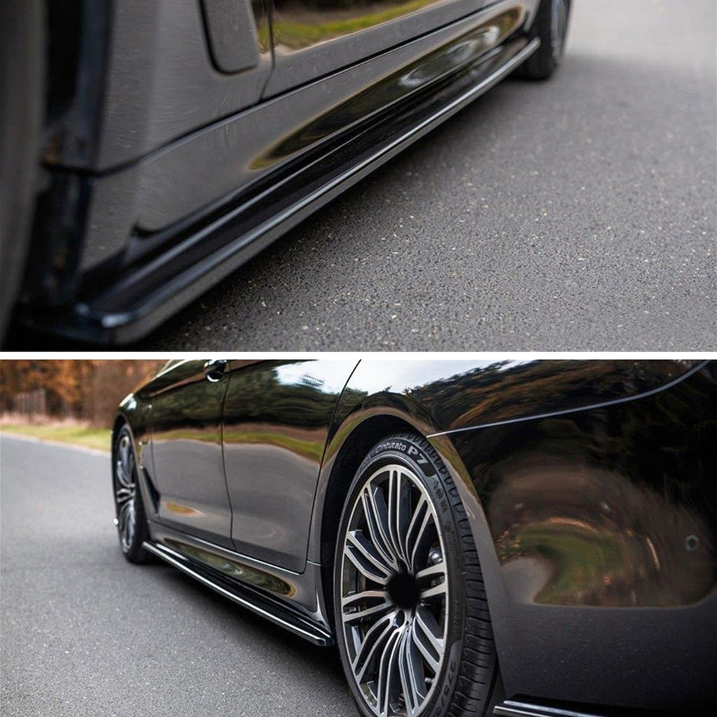 Side Skirts Compatibility with 2011-2016 5 Series F10 MP Style Rocker Panel Door Extension Lips - installed fitment view
