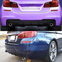 Load image into Gallery viewer, Rear Diffuser Compatibility with 2011-2016 5 Series F10 535i M Sport MP Style Rear Bumper Chin Lip - installed fitment view