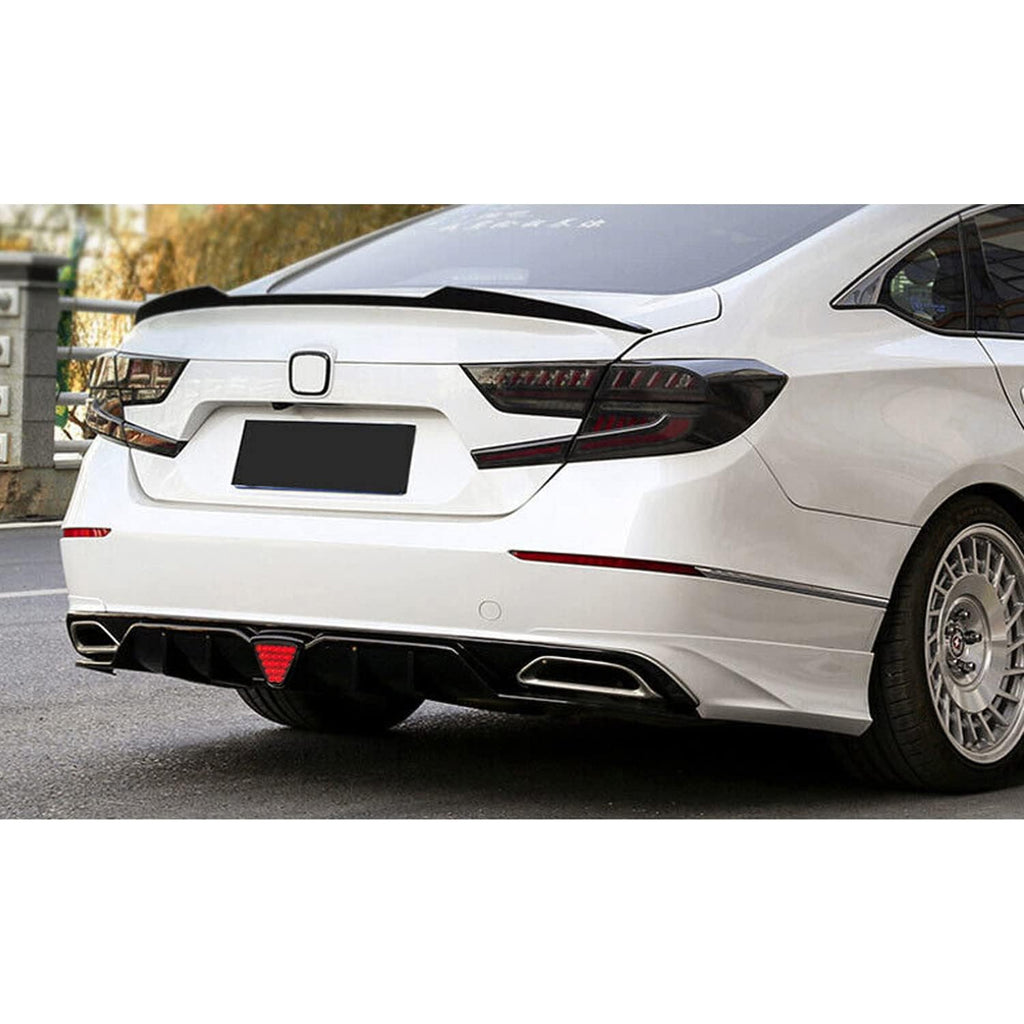 Rear Lip Compatibility with 2018-2022 Accord 10th Rear Bumper Chin Lip with W LED Brake Light + - installed fitment view