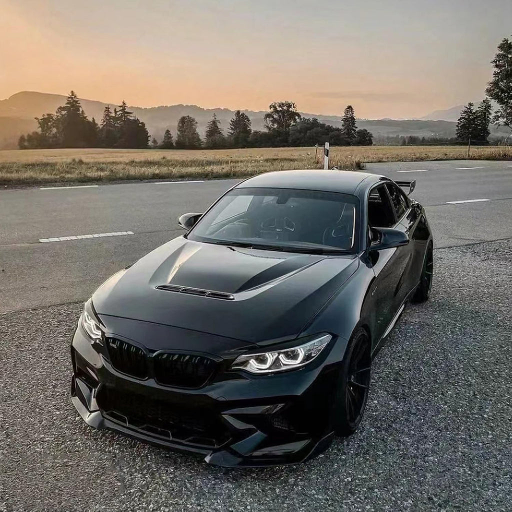 Front Bumper Lip Compatibility with 2019-2021 F87 M2 CS Style Front Chin Diffuser Lip Air Dam - installed fitment view
