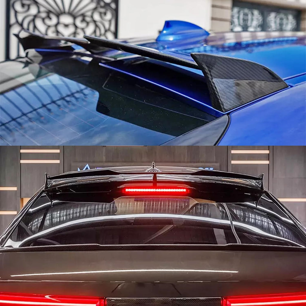 Rear Roof Spoiler Compatibility with 2020-2024 X6 G06 M Sport Rear Trunk Spliter Wing Lid (Carbon - side angle view