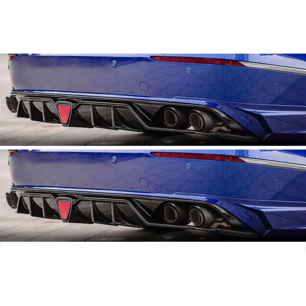 Rear Lip Compatibility with 2018-2022 Accord 10th Rear Bumper Diffuser Lip with W LED Brake Light + - side angle view