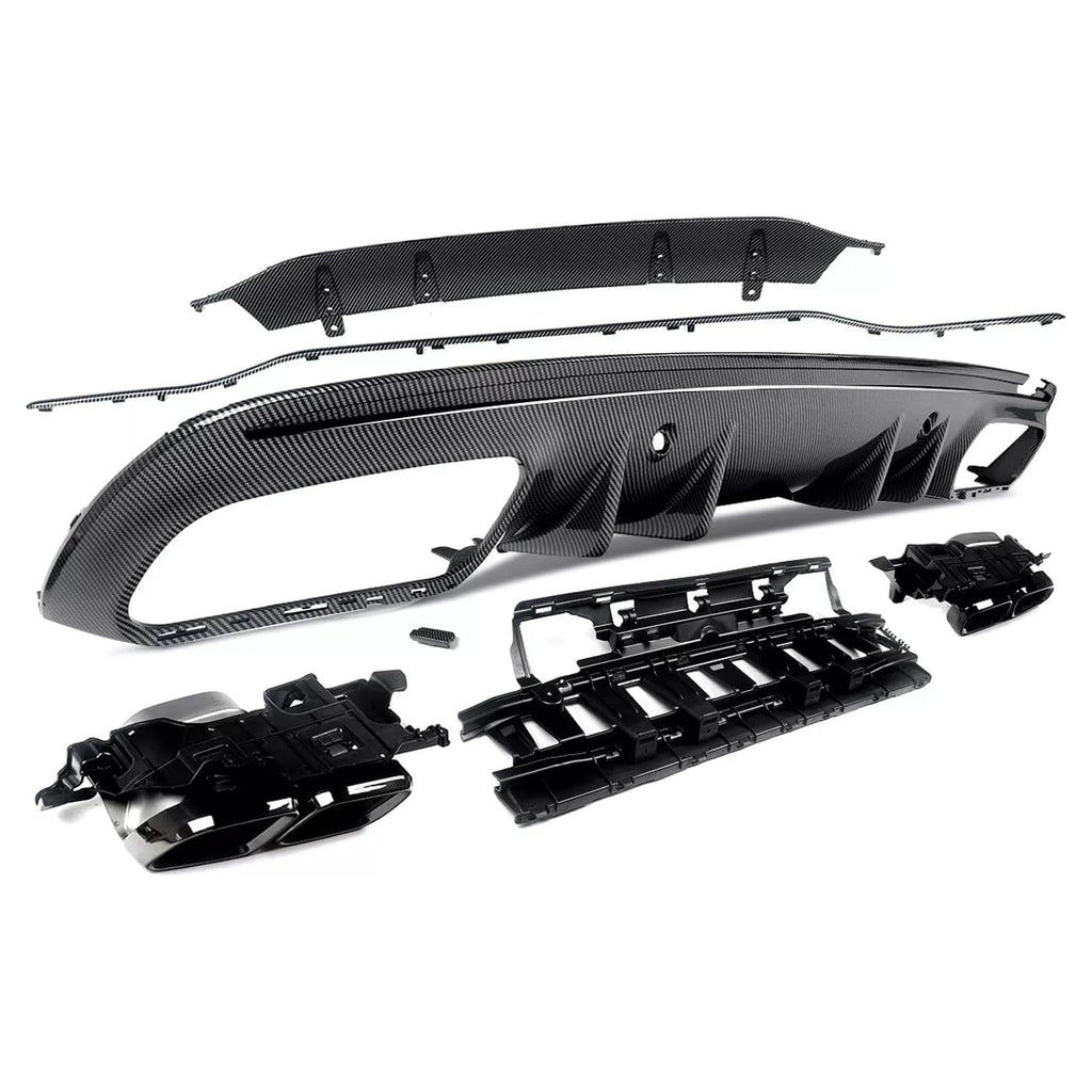 Rear Diffuser Compatibility with 2015-2021 C Class W205 AMG Sedan C300 C43 C63 4Door C63 Style Rear - side angle view