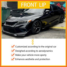 Load image into Gallery viewer, Front Lip Compatibility with 2022-2024 Civic Yofer Style Front Bumper Chin Lip Splitter Spoiler Kit Black - side angle view