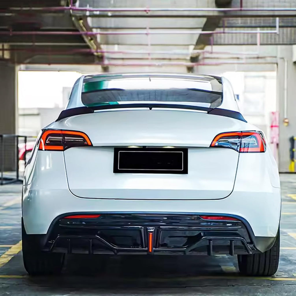 Rear Diffuser Lip Compatibility with 2020-2023 Model Y Yofer Style Rear Bumper Diffuser Spoiler - side angle view