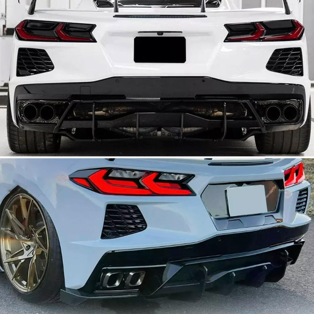 Rear Diffuser Lip Compatibility with 2020-2023 Corvette C8 Z51 Stingray Rear Lower Bumper Chin - side angle view