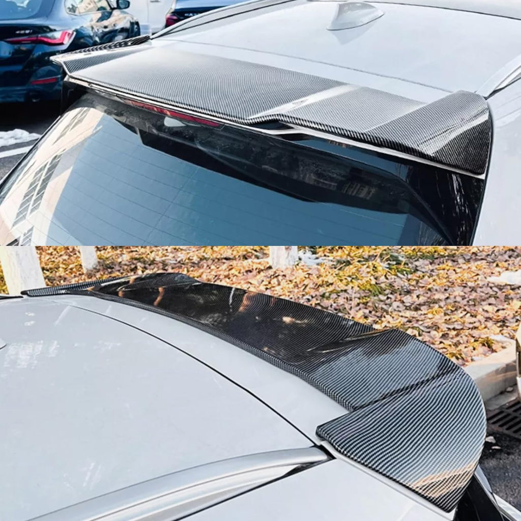Rear Roof Spoiler Compatibility with 2018-2023 X3 G01 Rear Trunk Spliter Wing Lip (Carbon Fiber Style) - side angle view