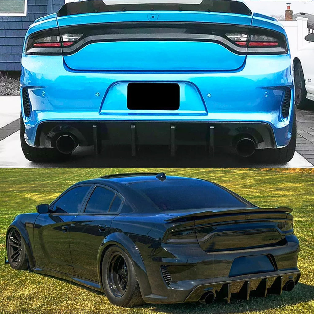 Rear Diffuser Lip Compatibility with 2020-2024 Charger Widebody SRT Hellcat Scat Pack Rear Bumper - side angle view