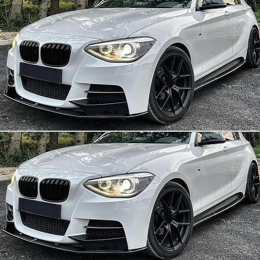 Front Lip Compatibility with 2011-2015 1 Series F20 F21 M Sport Front Bumper Chin Lip Splitter - side angle view