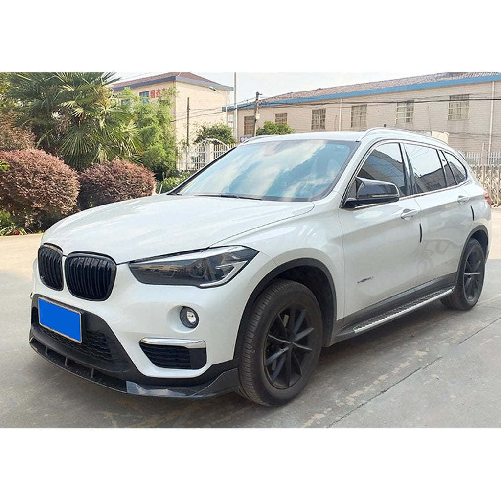 2016-2021 X1 F48 F49 Base Model Front Bumper Chin Diffuser Lip Air Dam Splitter Spoiler (Carbon - side angle view