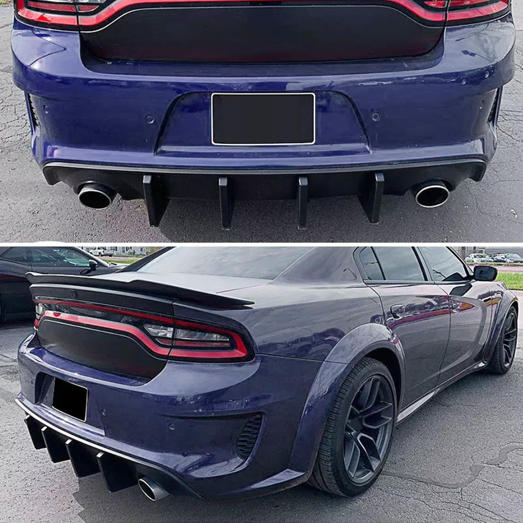Rear Diffuser Lip Compatibility with 2020-2024 Charger Widebody SRT Hellcat Scat Pack Rear Bumper - side angle view