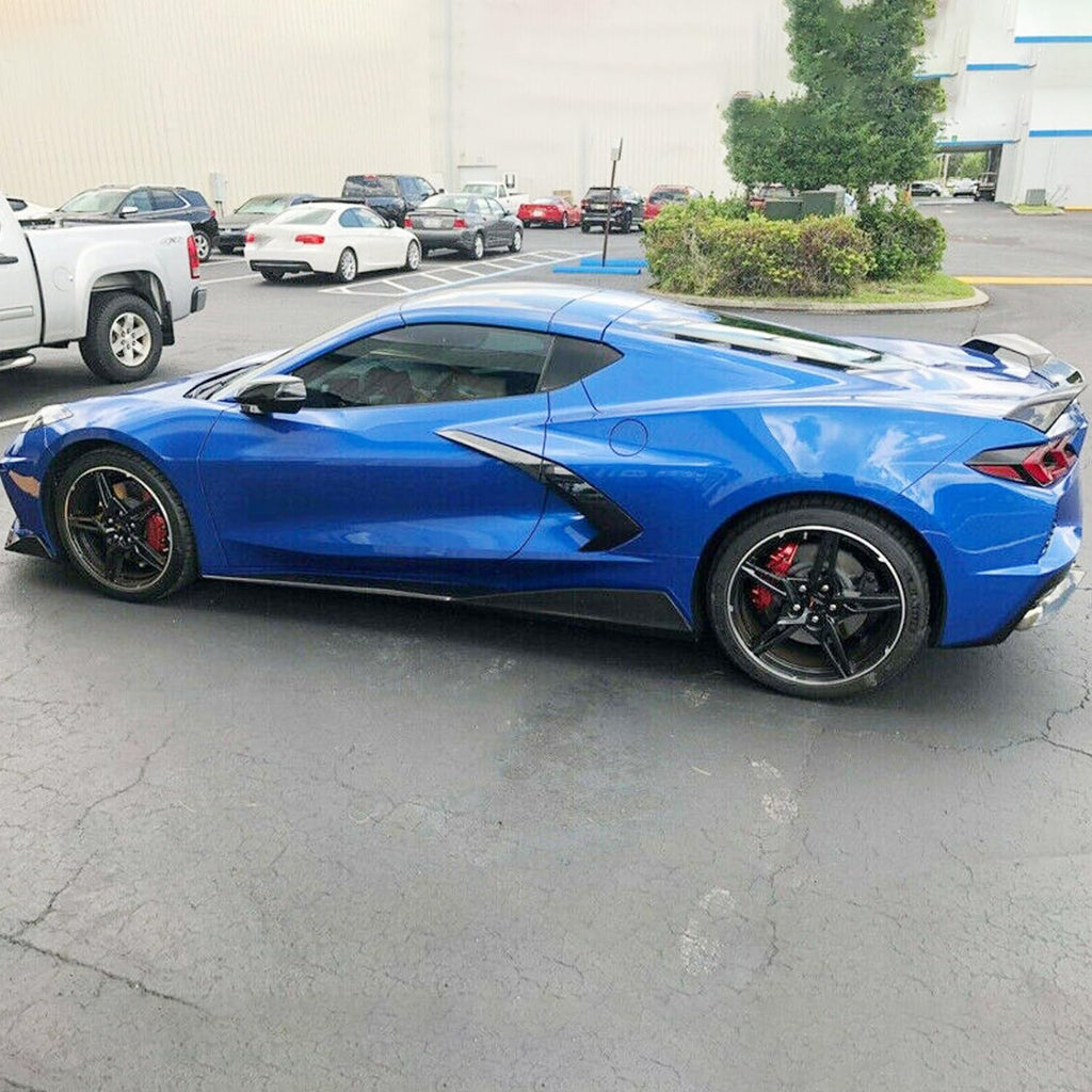 Side Skirts Compatibility with 2020-2023 Corvette C8 Rocker Panel Door Extension Lips Pair Diffuser - installed fitment view