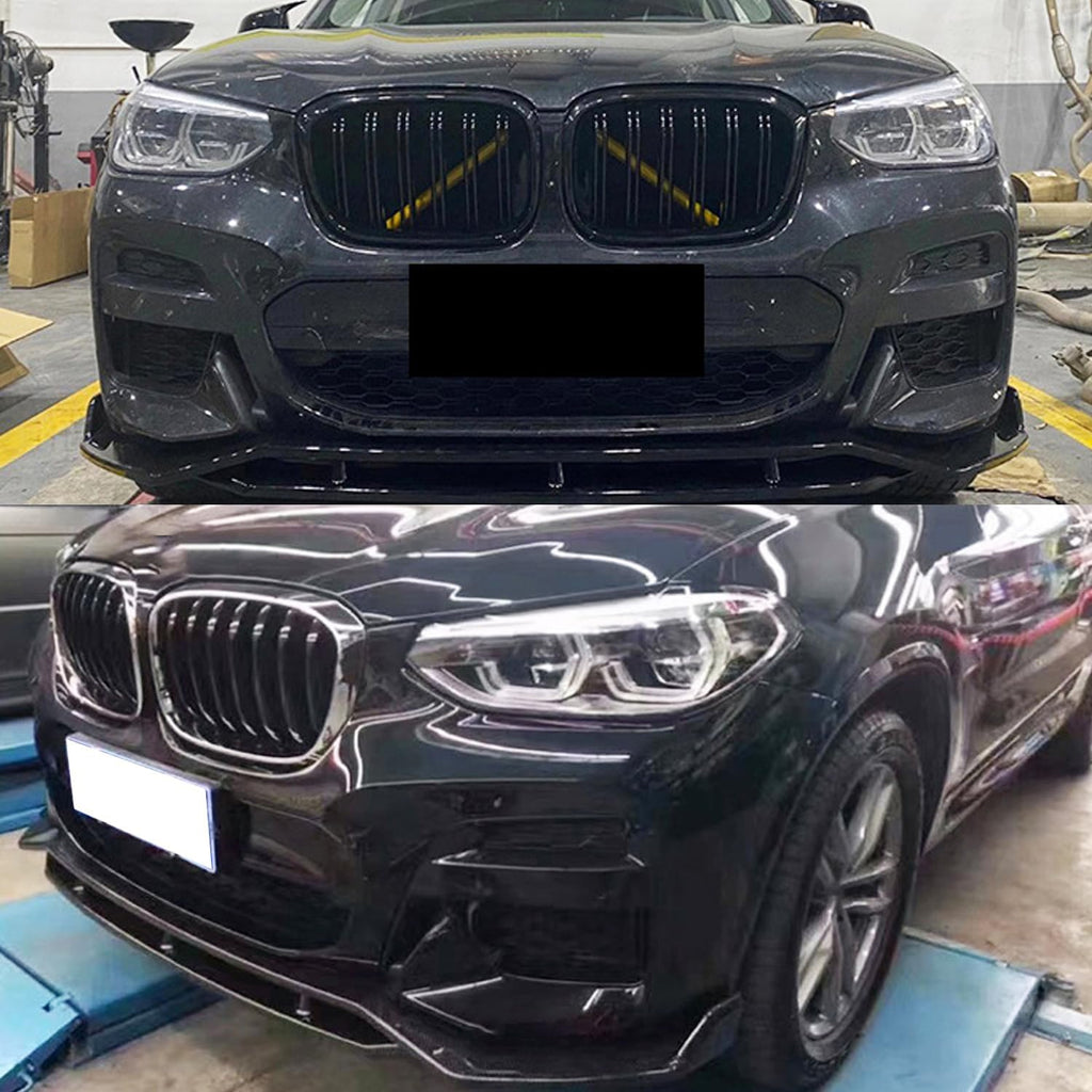 2018-2020 X3 X4 G01 G02 M Sport Front Chin Diffuser Lip Air Dam ABS Splitter Spoiler (Gloss Black) - side angle view