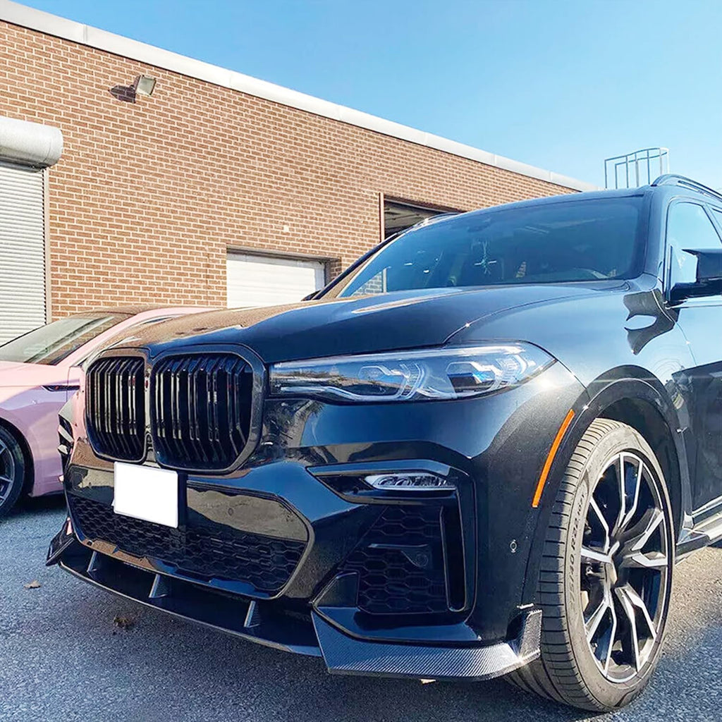 Front Lip Compatibility with 2019-2022 X7 G07 M Sport Front Lower Bumper Valance Chin Lip Splitter - side angle view