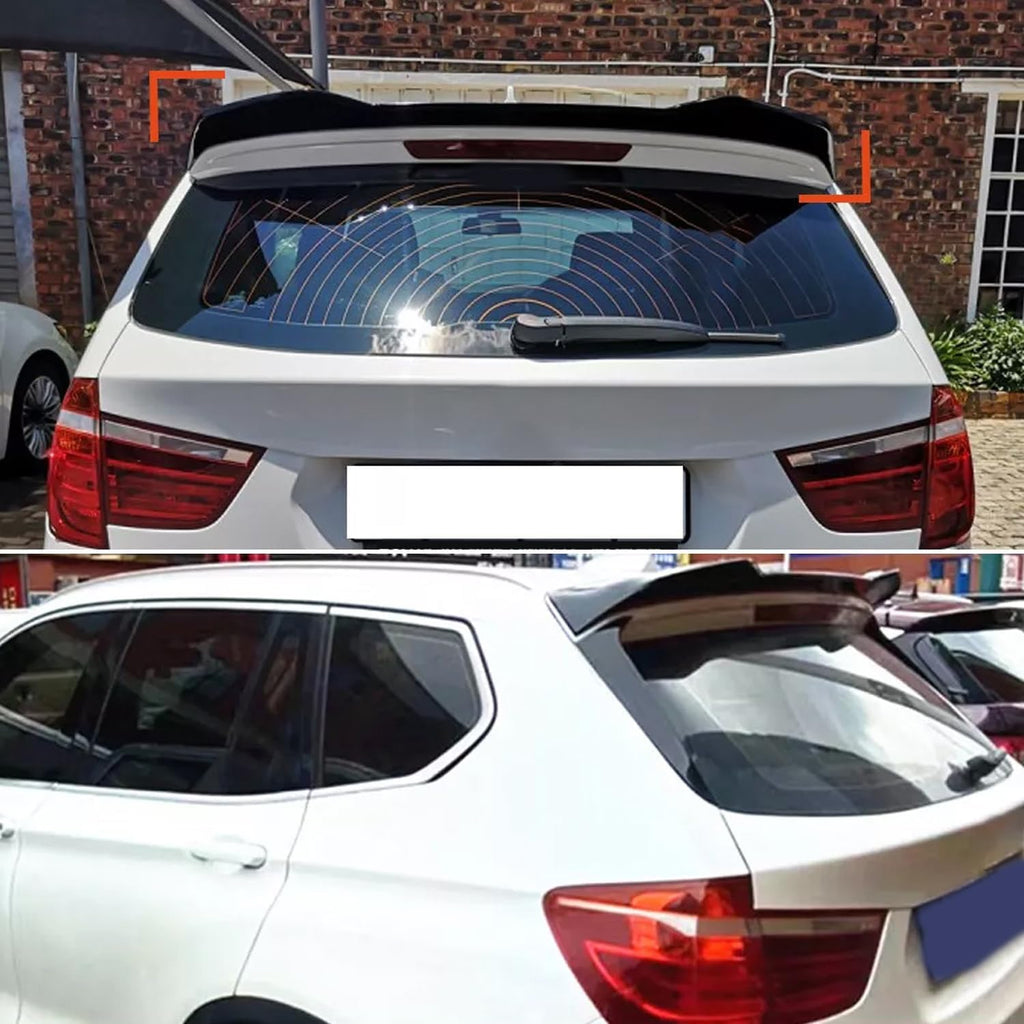Rear Roof Spoiler Compatibility with 2011-2017 X3 F25 X3M Style Rear Trunk Roof Spoiler Lip Wing - side angle view