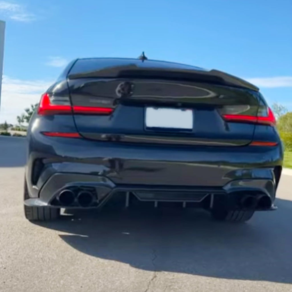 Rear Diffuser Lip Compatibility with 2019-2022 3 Series G20 330i M340i Sport Rear Bumper Diffuser - side angle view