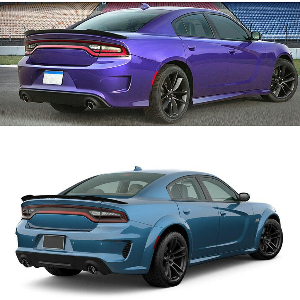 Rear Spoiler Compatibility with 2011-2022 Charger SRT GT SXT RT SE Daytona Pursuit Hellcat Style - side angle view