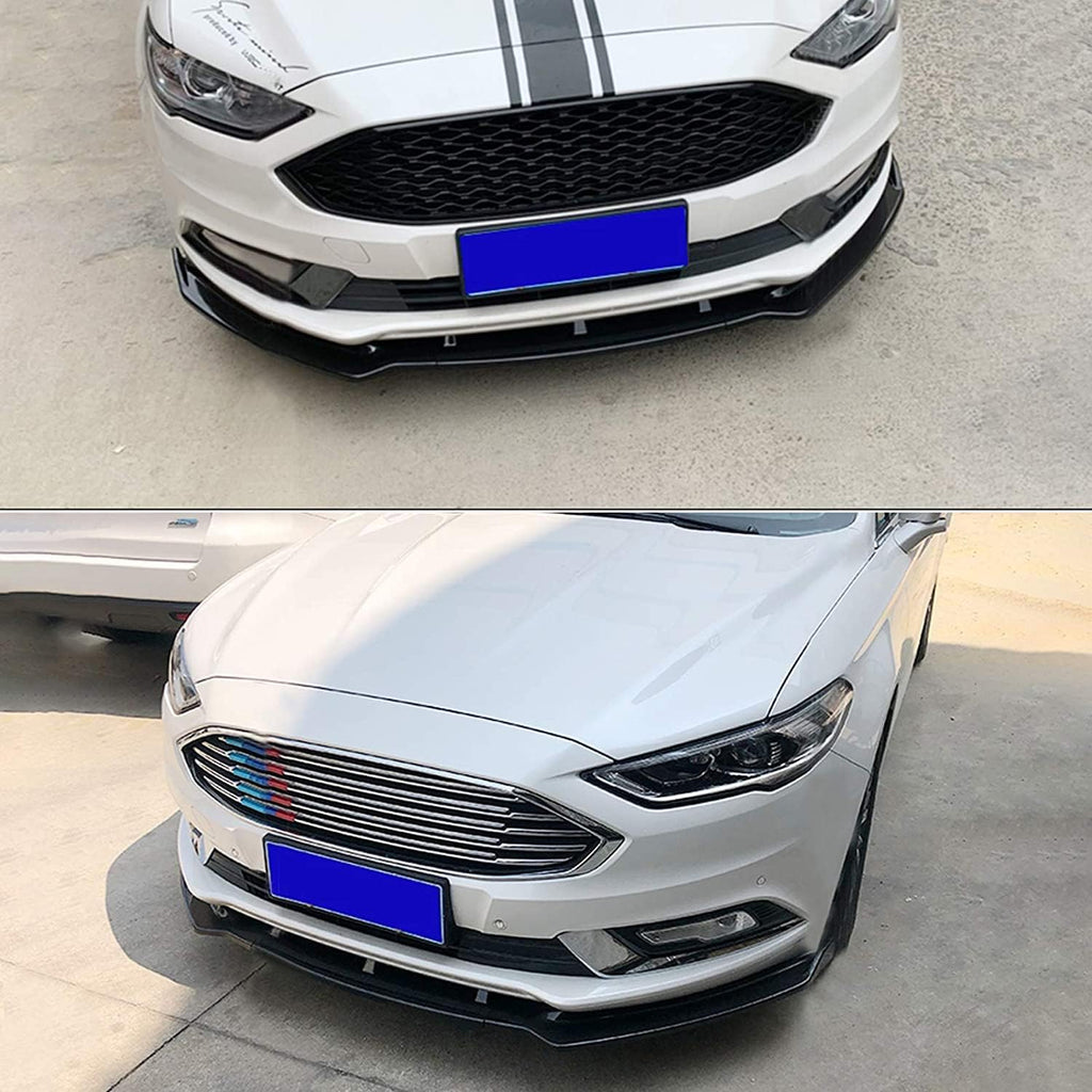 Front Lip Compatibility with Fusion Mondeo 2019-2020 Front Bumper Lip Splitter Spoiler Bodykit Gloss Black - side angle view