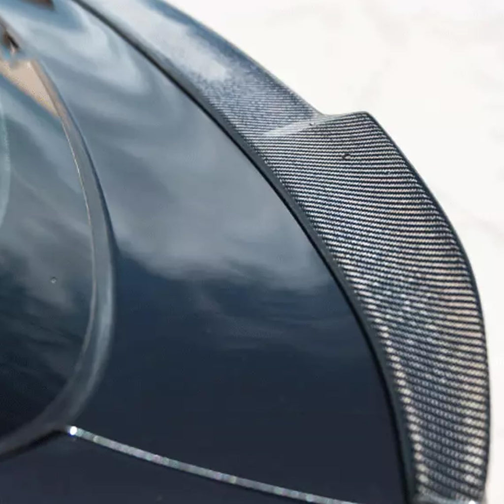 Spoiler Compatibility with 2018-2022 X4 G02 X4M F98 Rear Trunk Spliter Wing Lid (Carbon Fiber Style) - side angle view