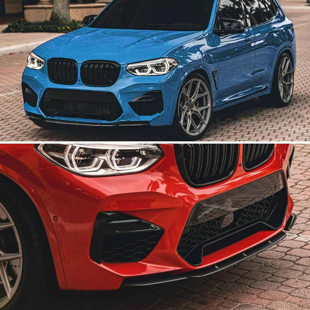 Front Bumper Lip Compatibility with 2019-2021 X3M F97 X4M F98 M Competition Sport Front Diffuser - side angle view