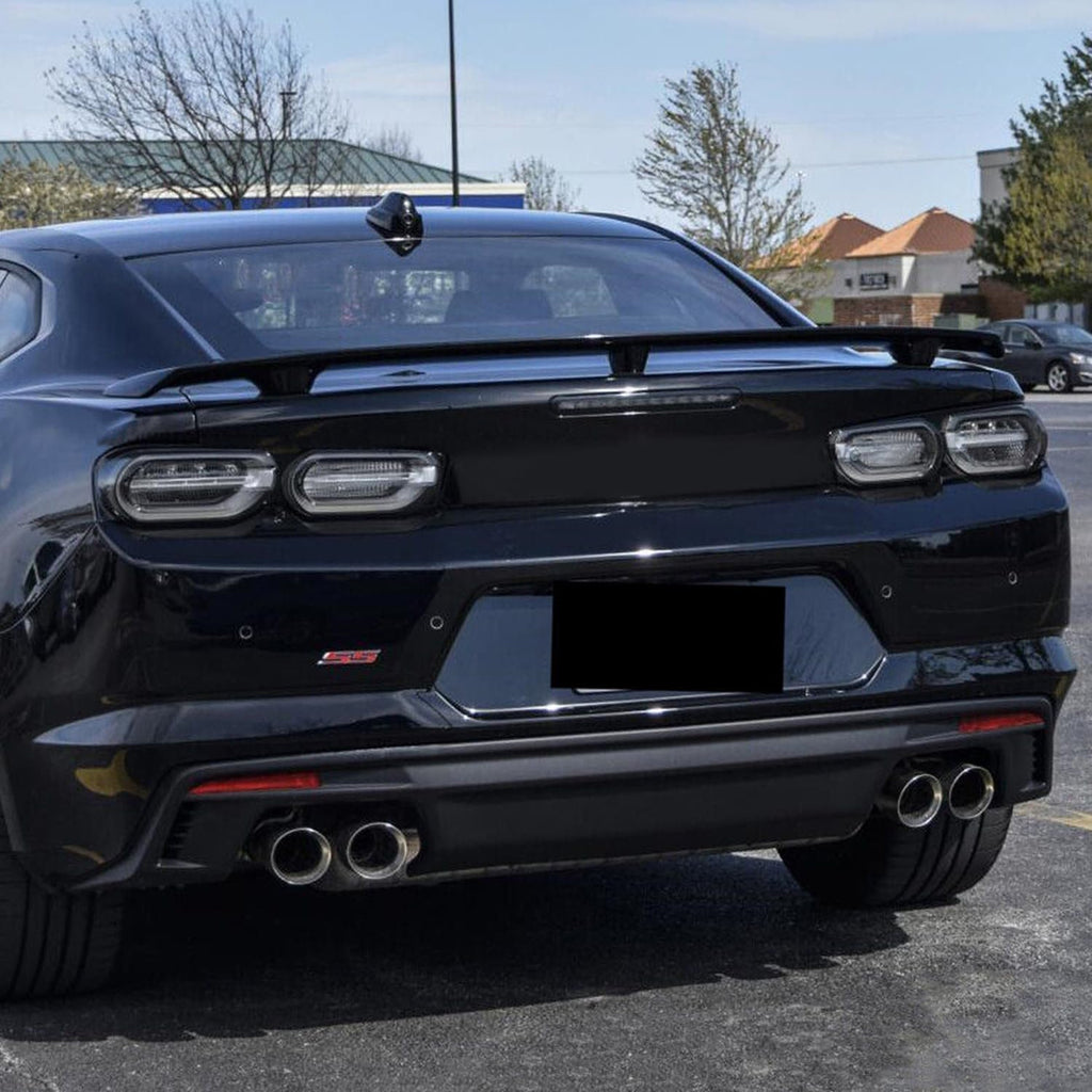 Spoiler Compatibility with 2016-2023 Camaro LS LT1 LT SS RS ZL1 Style Rear High Wing Trunk Lid Gloss Black - side angle view