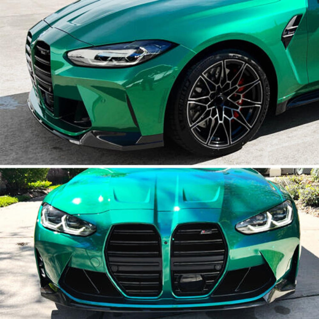 Front Lip Compatibility with 2021-2024 G80 M3 G82 G83 M4 Front Splitter Bumper Chin Lip Spoiler Gloss Black - side angle view