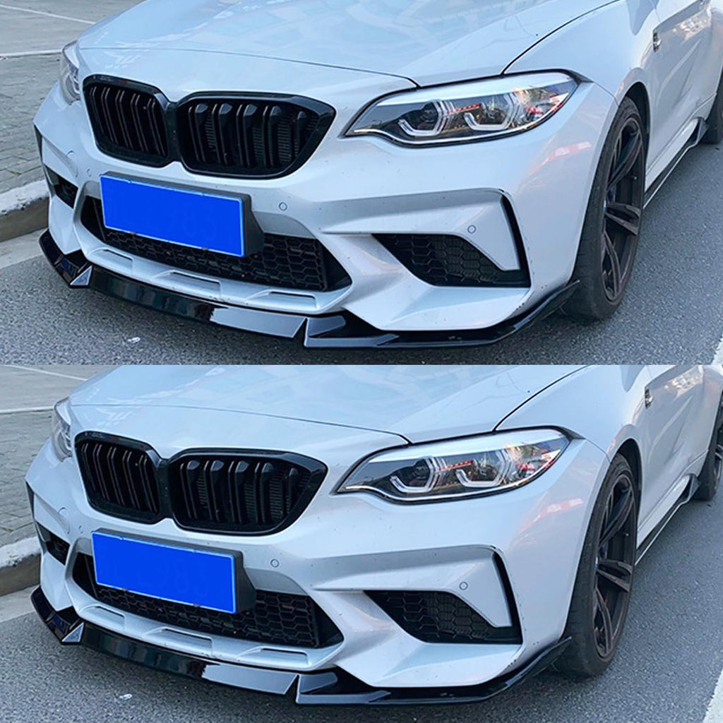 Front Bumper Lip Compatibility with 2019-2021 F87 M2 CS Style Front Chin Diffuser Lip Air Dam - included parts view