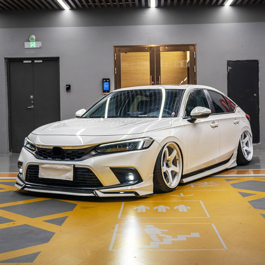 Front Lip Compatibility with 2022-2024 Civic Yofer Style Front Bumper Chin Lip Splitter Spoiler Kit - included parts view