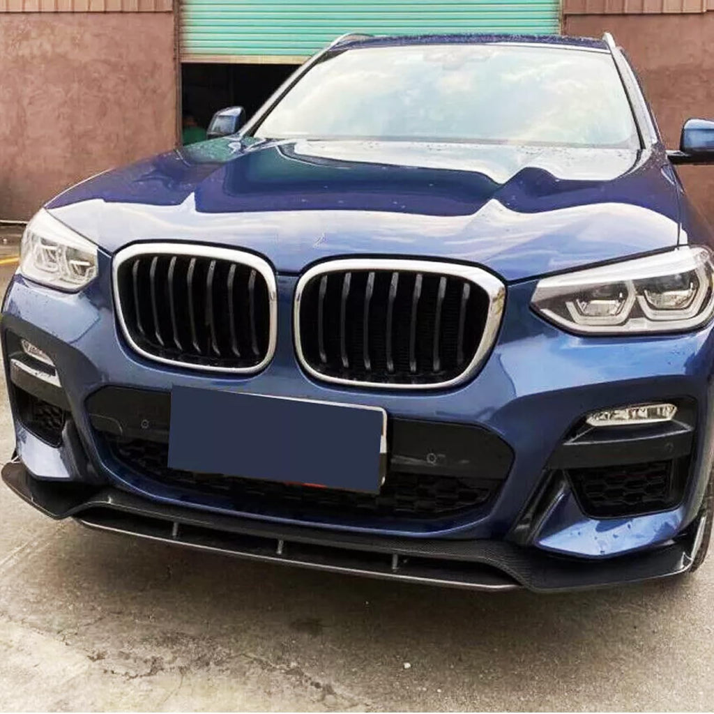 2018-2020 X3 X4 G01 G02 M Sport Front Chin Diffuser Lip Air Dam ABS Splitter Spoiler (Carbon Fiber - included parts view