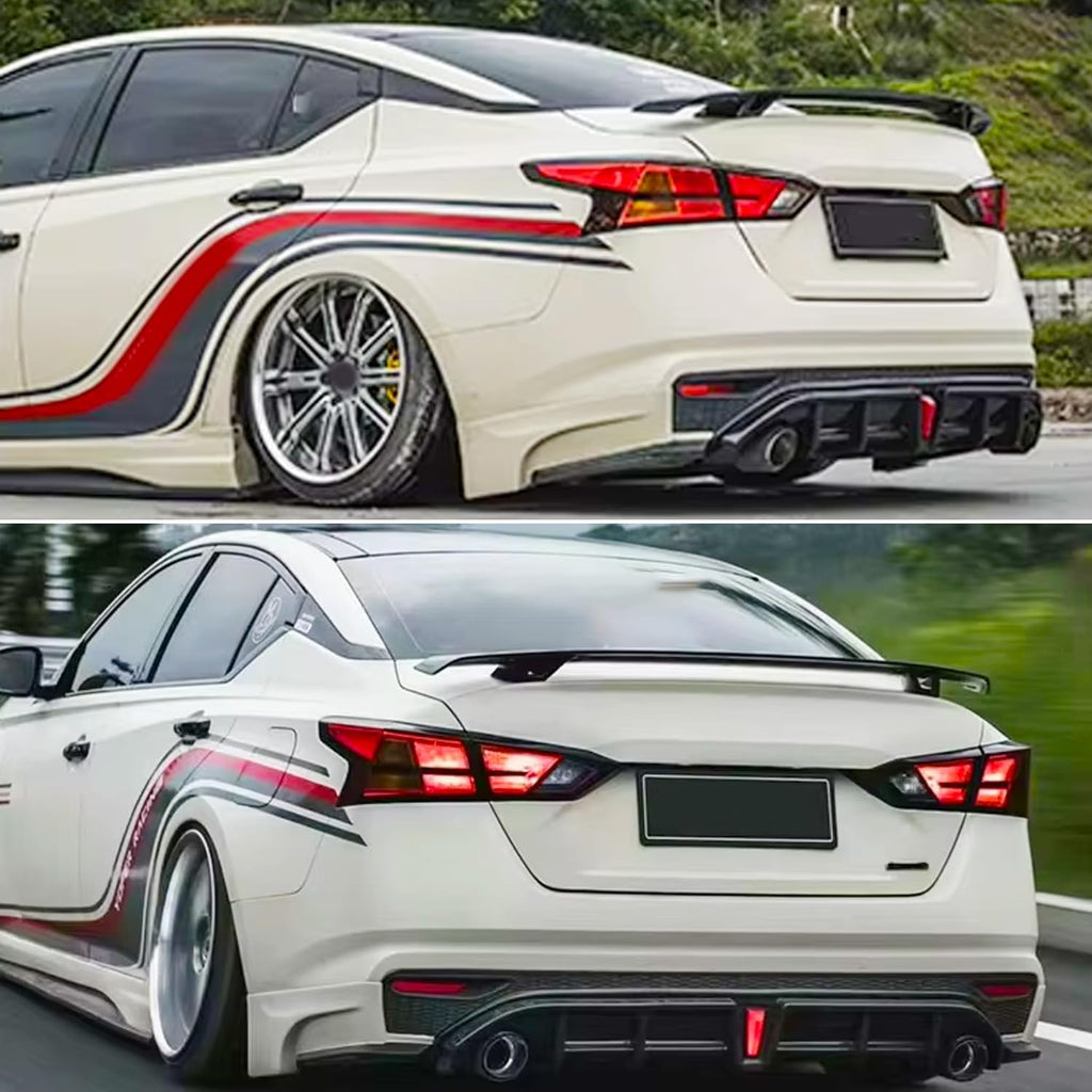 Spoiler Compatibility with 2019-2022 Altima Yofer Style Rear Trunk Wing Lid Spliter Gloss Black - side angle view